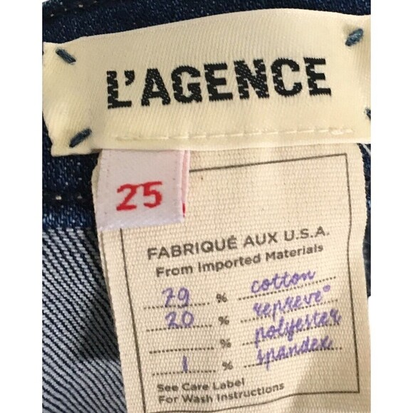 L'Agence Jeans Women's Size 25 Blue Cotton Blend Alexia Colton Straight Leg - Picture 7 of 7